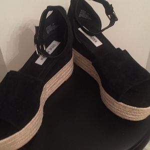 Steve Madden Black Espadrilles Wedge Size 9